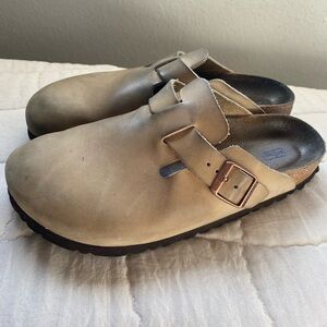 Birkenstock Boston Clog Leather Brown Tan Size 39/ 8 US